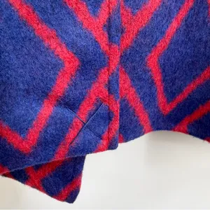 C. Wonder Geometric Diamond Print Coat Navy Red Brooch Women’s S NWOT thumbnail 9