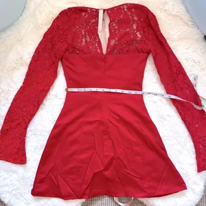 House of CB Jennica Satin & Lace Mini Dress XS - Red thumbnail 5