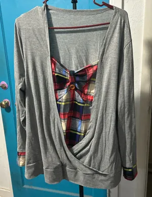 Long sleeve grey flannel looking shirt Gray Size XL thumbnail 1