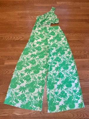 One sleeve backless jumpsuit size L Green Size L thumbnail 6