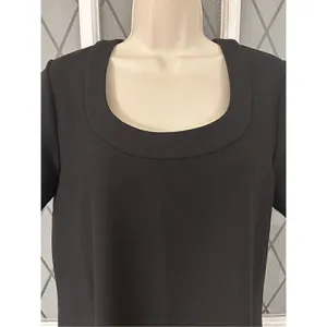 Susan Graver/Style Women's Short Sleeve Black Shift Dress Pullover Size Small thumbnail 3