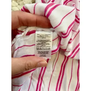 Women's LOFT Sleep White Pink Striped Pajama Shirt L rayon thumbnail 4