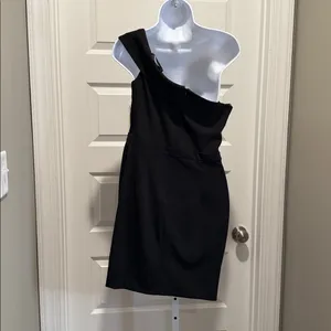Aqua NWT‎ Size 12 Black One Shoulder Asymmetrical Sheath Cocktail Dres thumbnail 6