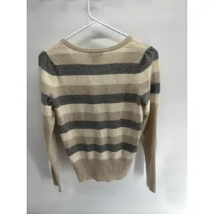 Women's Sutton‎ Studio Brown Stripes 100% Cashmere Pullover Luxury Sweater XS thumbnail 4