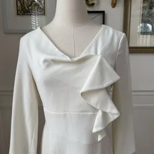 NWT Adriana Papell Ivory Semi Ruffle Sheath Dress $138 2 thumbnail 3
