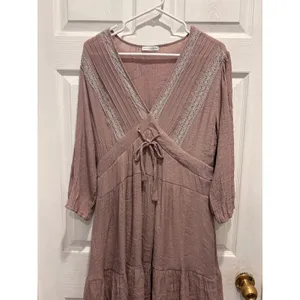 Baltic Born Amelia Dress Mauve Dusty Lavender Lace Trim Mini XL Boho‎ Ruffle Hem thumbnail 4
