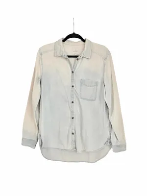 American Eagle Outfitters Light Blue Denim Button-Down Shirt Size L Boyfriend thumbnail 2