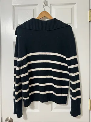 Abercrombie & Fitch Striped Black and White Polo Sweater Size Large Women’s thumbnail 4