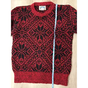 Unisex VTG Red/Black Geometric Pattern Wool Blend‎ Sweater Medium Made USA thumbnail 6