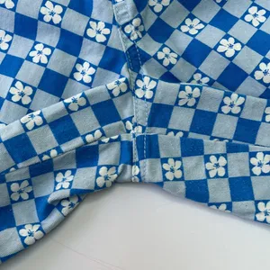 Wild fable pull on wide leg high rise pants retro blue white check with flowers thumbnail 14