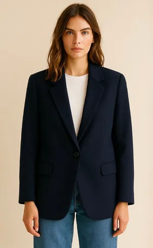 Vintage L.L. Bean Navy Wool Blazer Oversized Made in USA Classic Preppy thumbnail 1