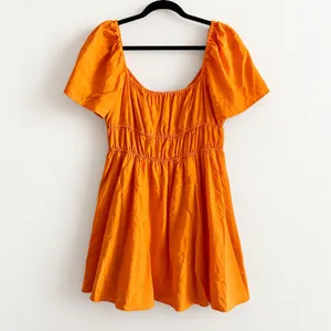 Gianni Bini Talley Orange Tie Front Mini Dress Size 10 Short Sleeve Sundress thumbnail 3