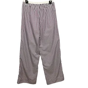 Gooseberry Intimates Le Boyfriend Unisex Plum Striped Poplin Lounge Pants M NEW thumbnail 3