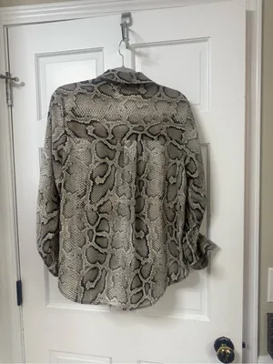 MICHAEL Michael Kors Beige Black Snake Print Jacket with Gold Hardware thumbnail 2