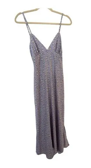 Forever 21 Spaghetti Strap Open Tie Back Purple Floral Maxi Dress Sz M thumbnail 1