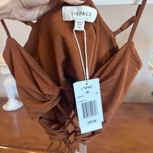 L*Space It's a Date Crop Tank Top Brown Medium NWT thumbnail 3