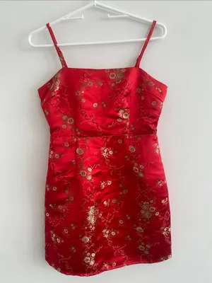 I.AM.GIA Tiger Mist Mini Dress Small Red Gold Floral Brocade Bodycon thumbnail 5