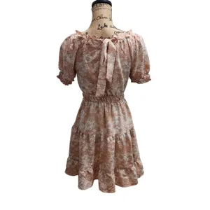 Blu Pepper Mini Dress Floral Print‎ Tie Back Tiered Ruffle Elastic Waist Small thumbnail 2