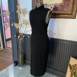 Good American Black Mock Neck High Slit Midi Dress Size 3 (Large)🧡🎀 thumbnail 4