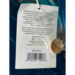 WILD Teal Velvet Blazer Jacket Double Breasted Boho Luxe Statement Eclectic S/M thumbnail 8