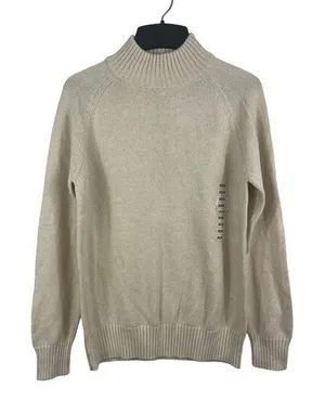 Jeanne Pierre Cream Light Beige Mock Neck Pullover Knit Sweater M NWT thumbnail 1
