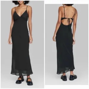 Wild Fable Black Floral Maxi Dress Open Back Tie Women’s Size S NWT thumbnail 2