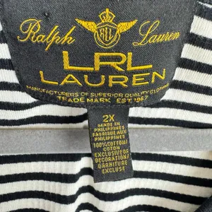 Ralph Lauren Lauren LRL Black White Striped 3/4 Sleeve 1/2 Snap Henley Size‎ 2X thumbnail 4