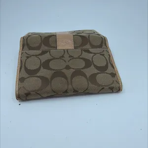 Coach Signature C Flap Brown Tan Coated Canvas Leather Wallet thumbnail 8