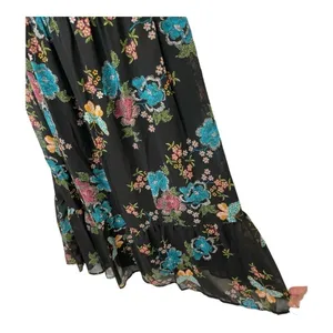 Lauren Conrad Plus Balloon Sleeve Smocked Midi Dress Sz XL Black Butterfly thumbnail 7