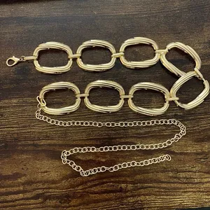 Gold Y2K Chunky Textured Oval Link Waist Chain Belt, Fits 20-40 Inches, X7GA1407 thumbnail 6