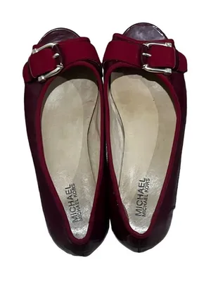 Michael Kors Women's Red Leather Ballet Flats Size 7.5M Slip-On Casual Shoes thumbnail 1