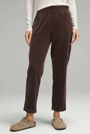 Lululemon Scuba Mid-Rise Wide-Leg Pant 7/8 Velvet Cord Espresso Brown 8 LW5GA5S thumbnail 1
