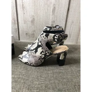 Alfani Womens Shoes Size 6 M Step Flex Black White Snake Print Open Toe Heels thumbnail 4