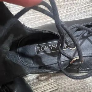Topshop Ghillie Black Pointed Toe Lace Up Flats thumbnail 4