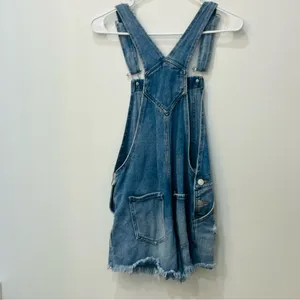 PacSun Distressed Denim Overall Shorts size Small thumbnail 3
