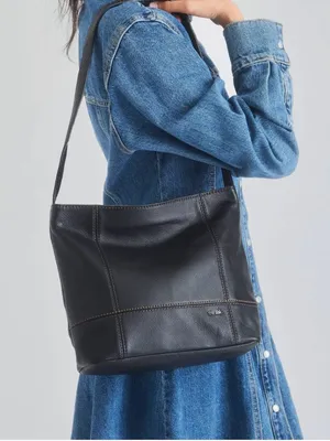 The Sak De Young Leather Hobo Bag Purse Pebbled‎ Black Shoulder Bag Neutral thumbnail 1