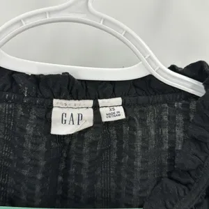 GAP tiered black textured babydoll mini dress puff sleeve summer winter chic thumbnail 2