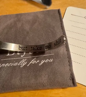 Do No Harm but Take No $hit Silver Tone Cuff Bracelet thumbnail 1