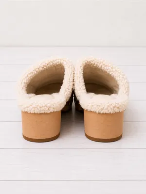 Caslon Cozy Sherpa-Lined Gold Studded Cognac Brown Suede Mule Clog Shoes Size 9 thumbnail 4