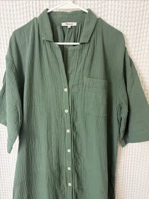 Madewell Lightestspun Cover-Up Maxi Shirtdress Sage Green Medium thumbnail 5