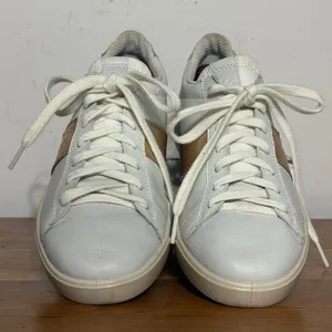 ECCO Soft 7 White Leather Metallic Rose Gold Silver Sneakers Size 38 7-7.5 thumbnail 4