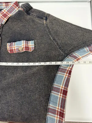 Oli & Hali Washed Plaid Waffle Knit Button-Down Shirt thumbnail 8