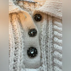 Zara Chunk Knitted Cream Crop Sweater S thumbnail 14