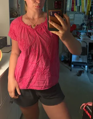 & Other Stories Pink Embroidered Blouse thumbnail 1