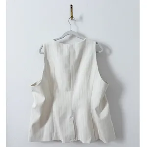 NWT H&M White Pinstriped Button Front Vest Top US XXL thumbnail 2