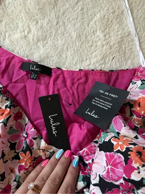 Lulus Gorgeous Garden Pink Floral One-Shoulder Faux-Wrap Mini Dress Size XL NWT thumbnail 6