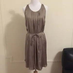 Rebecca Minkoff Dress Large Satin Pleated Belted Sleeveless Above Knee‎ thumbnail 3