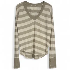 We The Free Sail Away Striped V Neck‎ Long Sleeve Top Women's Size L thumbnail 3