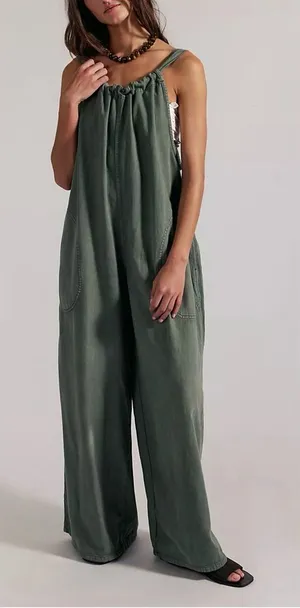 NWT Free People We The Free Freebird Jumpsuit - Four Leaf Clover Green - XS thumbnail 1