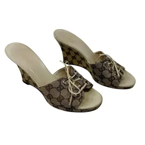 Vintage Gucci GG Monogram Canvas Wedge Slide Sandal US 8 thumbnail 2